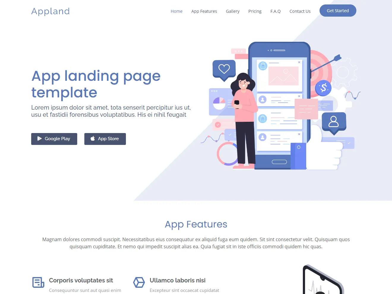Appland - Free Bootstrap App landing page template