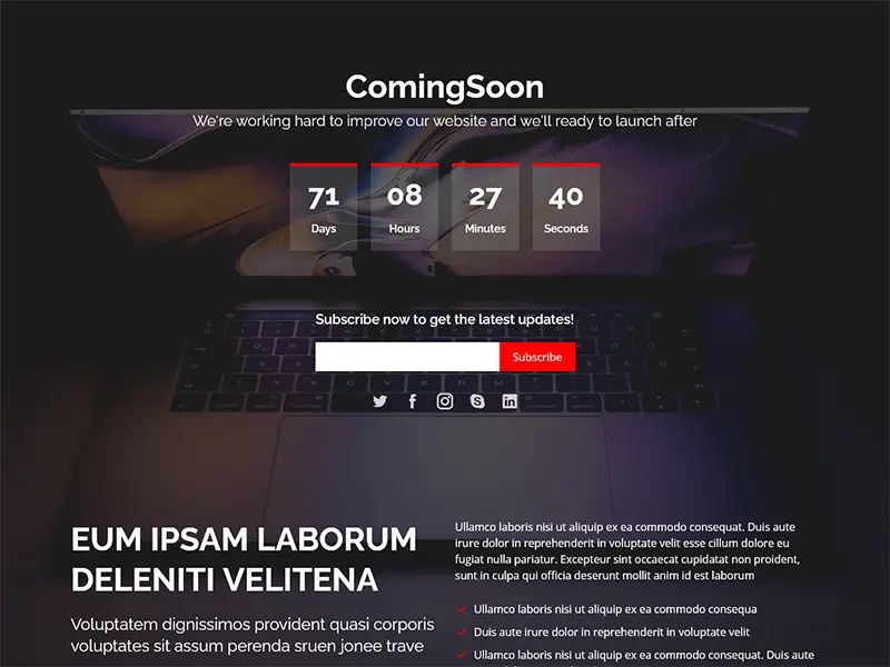 ComingSoon - Free Under Construction Bootstrap Template