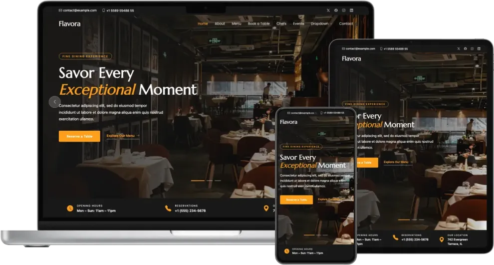 Flavora - Restaurant Website Template