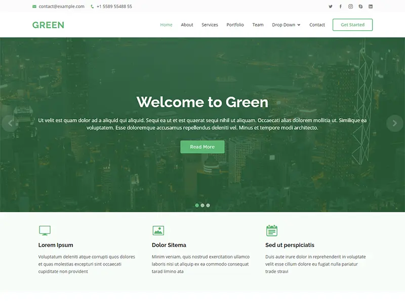 Green - Free one page HTML Bootstrap template