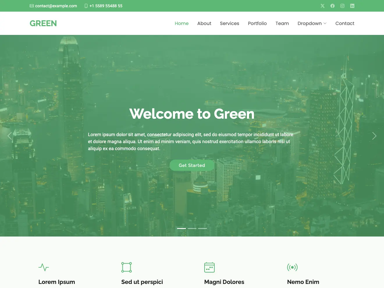 Green Free One Page HTML Bootstrap Template BootstrapMade