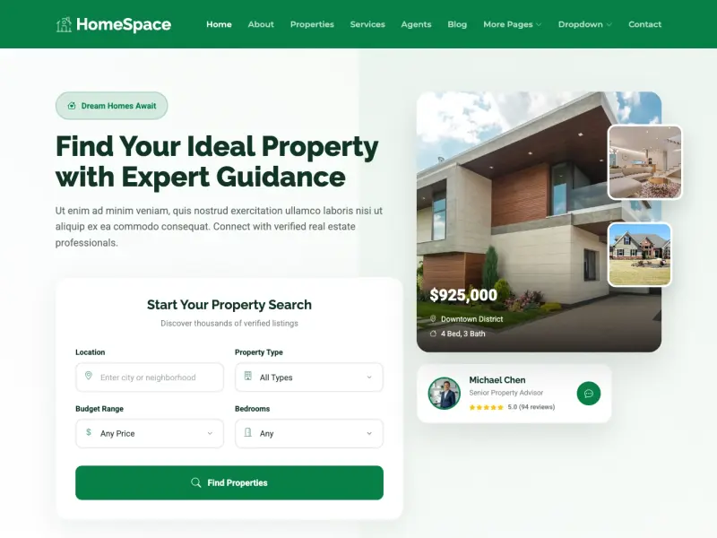 HomeSpace – Responsive Real Estate Bootstrap Website Template
