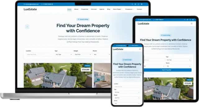 LuxEstate - Real Estate Template for Listings and Agents