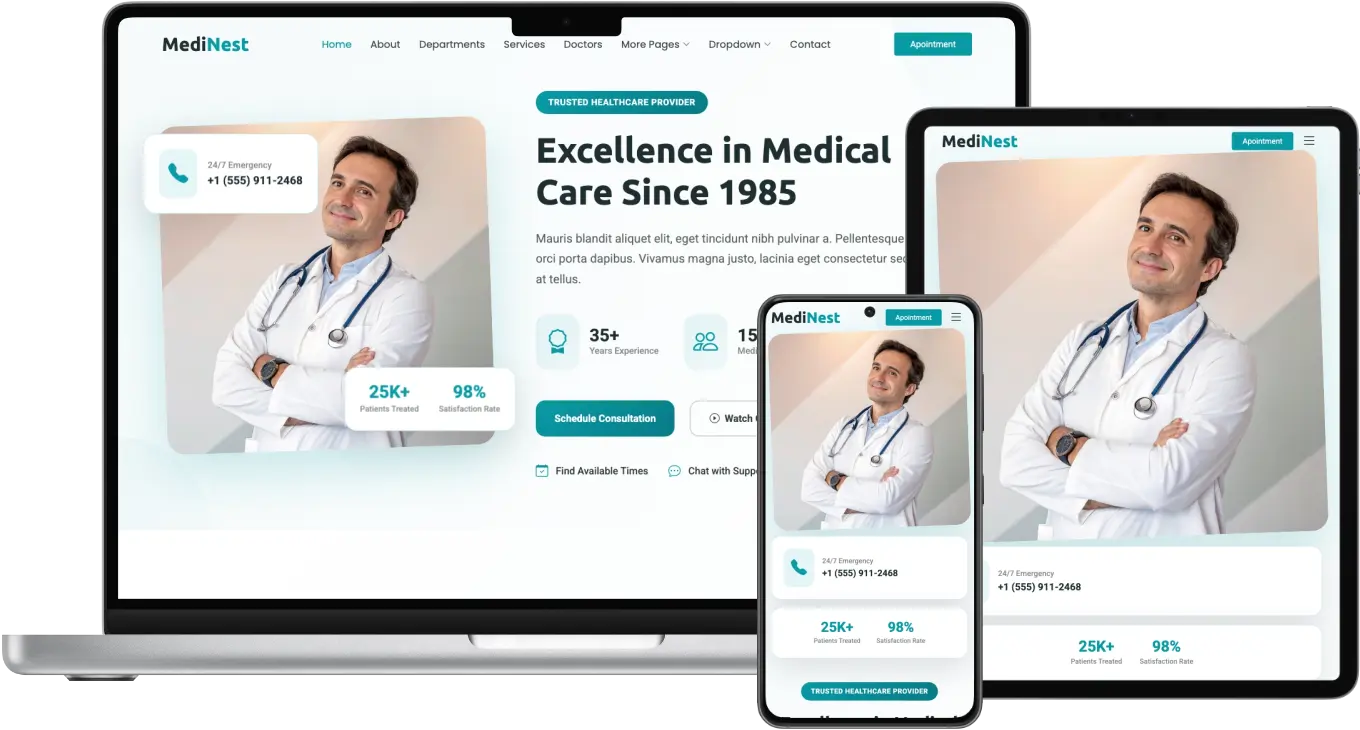MediNest - Bootstrap Template for Hospitals, Clinics, and Healthcare Websites