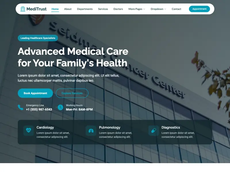 MediTrust – Bootstrap Template for Hospitals, Clinics, and Healthcare Services