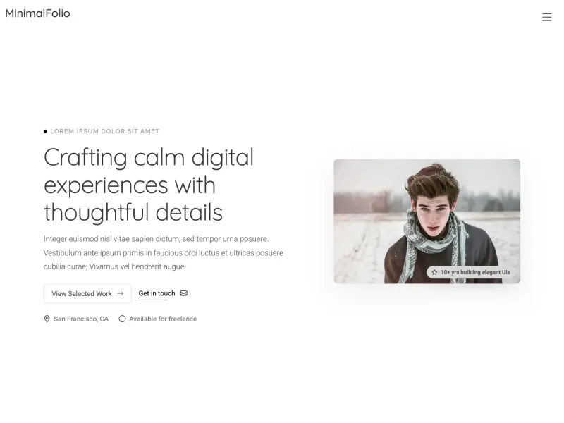 MinimalFolio - Clean and Modern Personal Portfolio Bootstrap Template