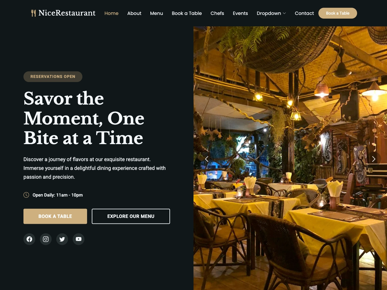 Nice Restaurant – Elegant Bootstrap Template for Restaurants and Cafés