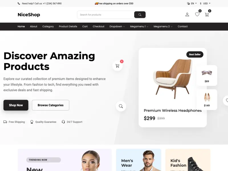 NiceShop – Modern eCommerce Bootstrap Template