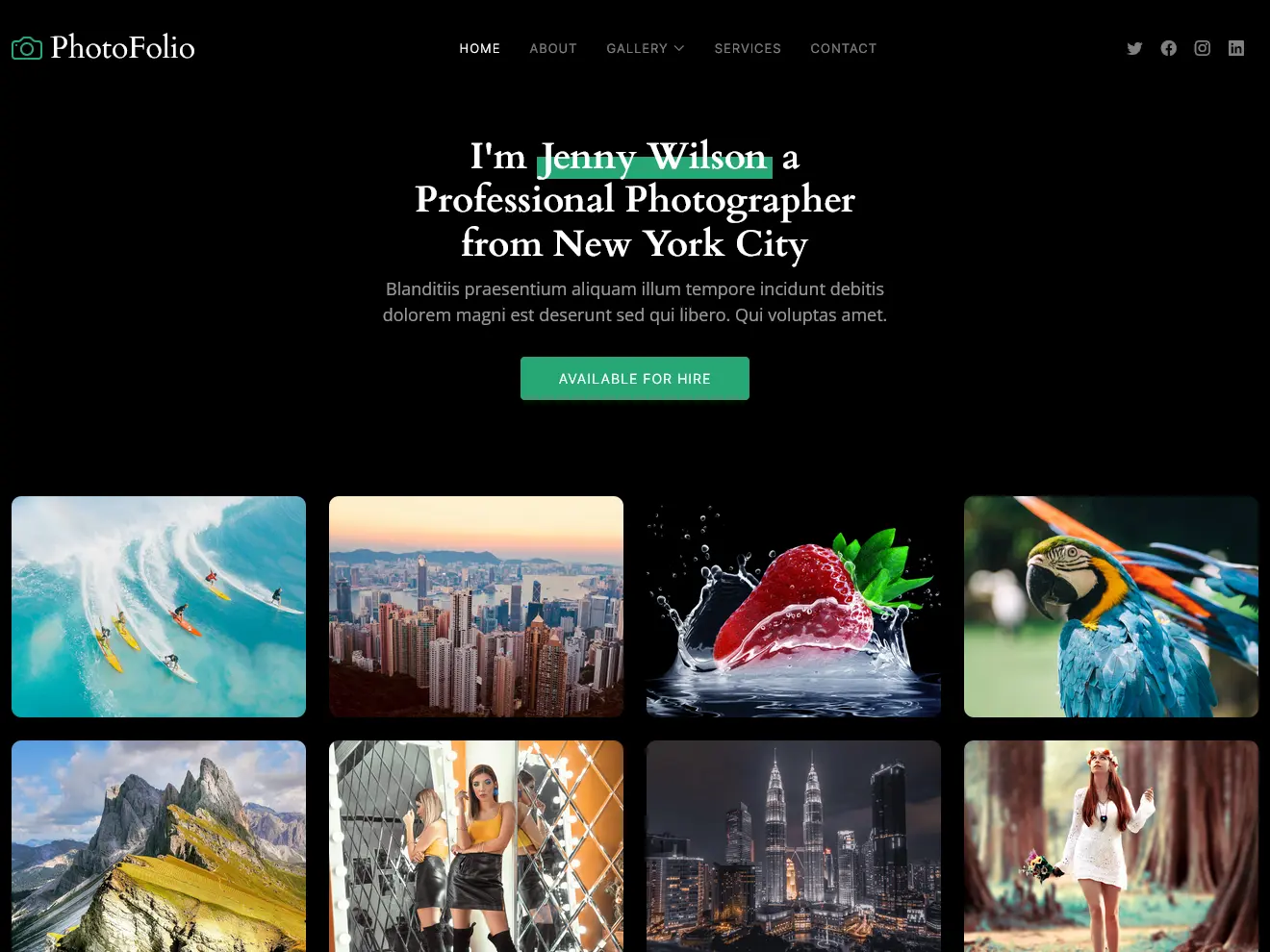 PhotoFolio - Bootstrap Photography Website Template