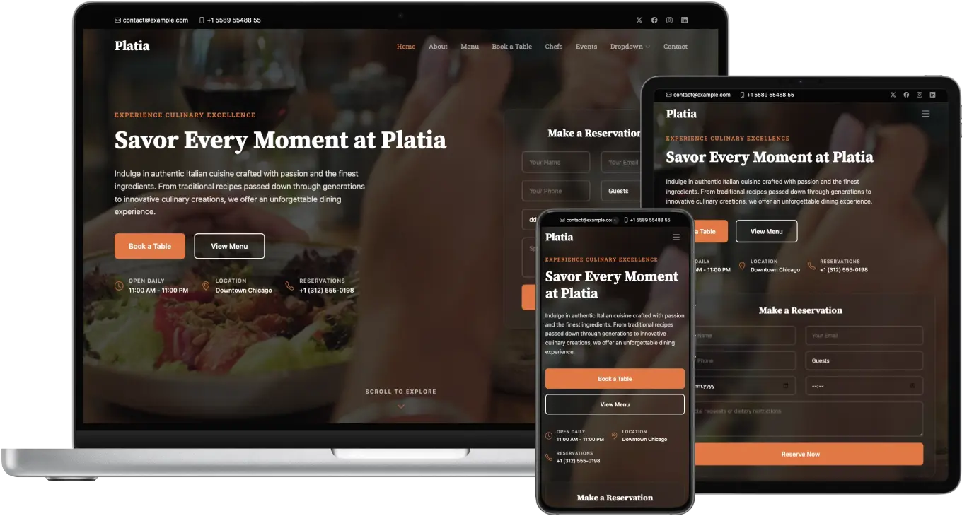 Platia – Bootstrap Restaurant Website Template