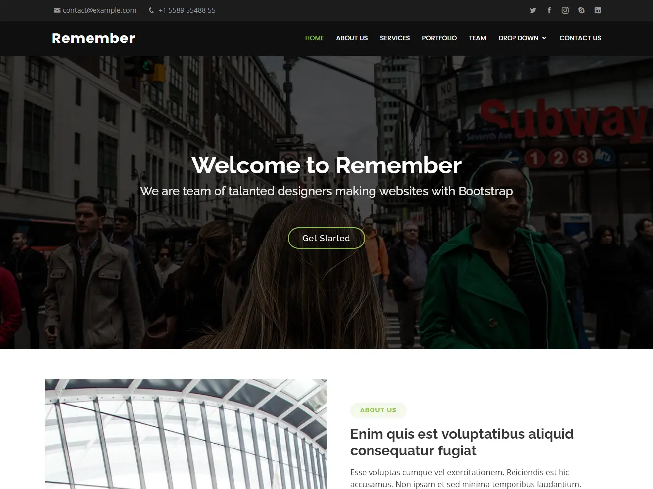 Remember - Free Multipurpose Bootstrap Template