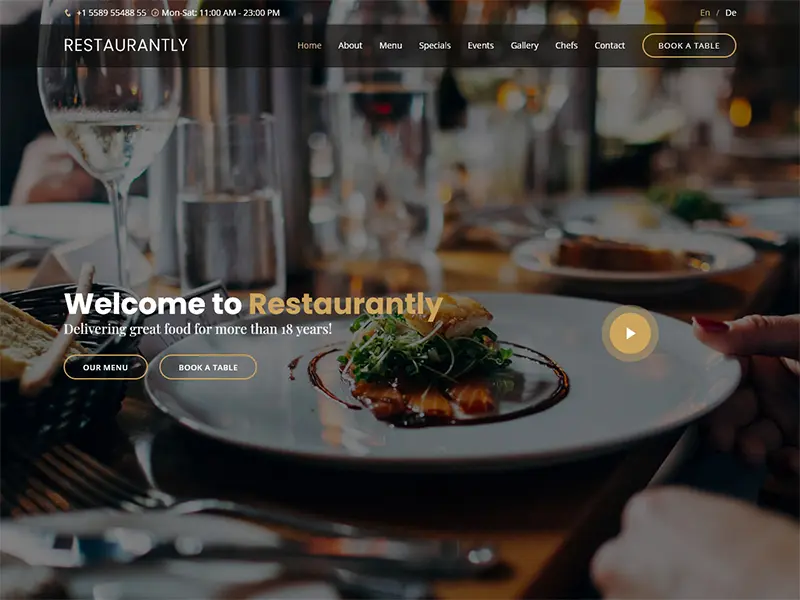 Restaurantly - Restaurant Website Template