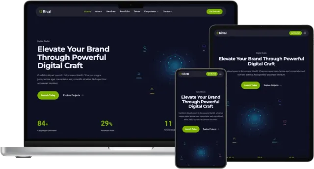 Rival - Creative Agency and Startup Website Template