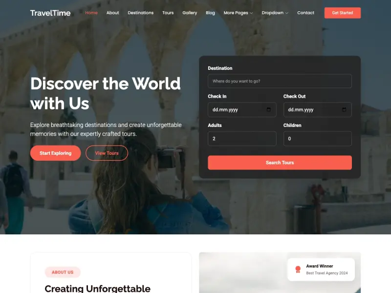 TravelTime – Travel and Tour Website Template