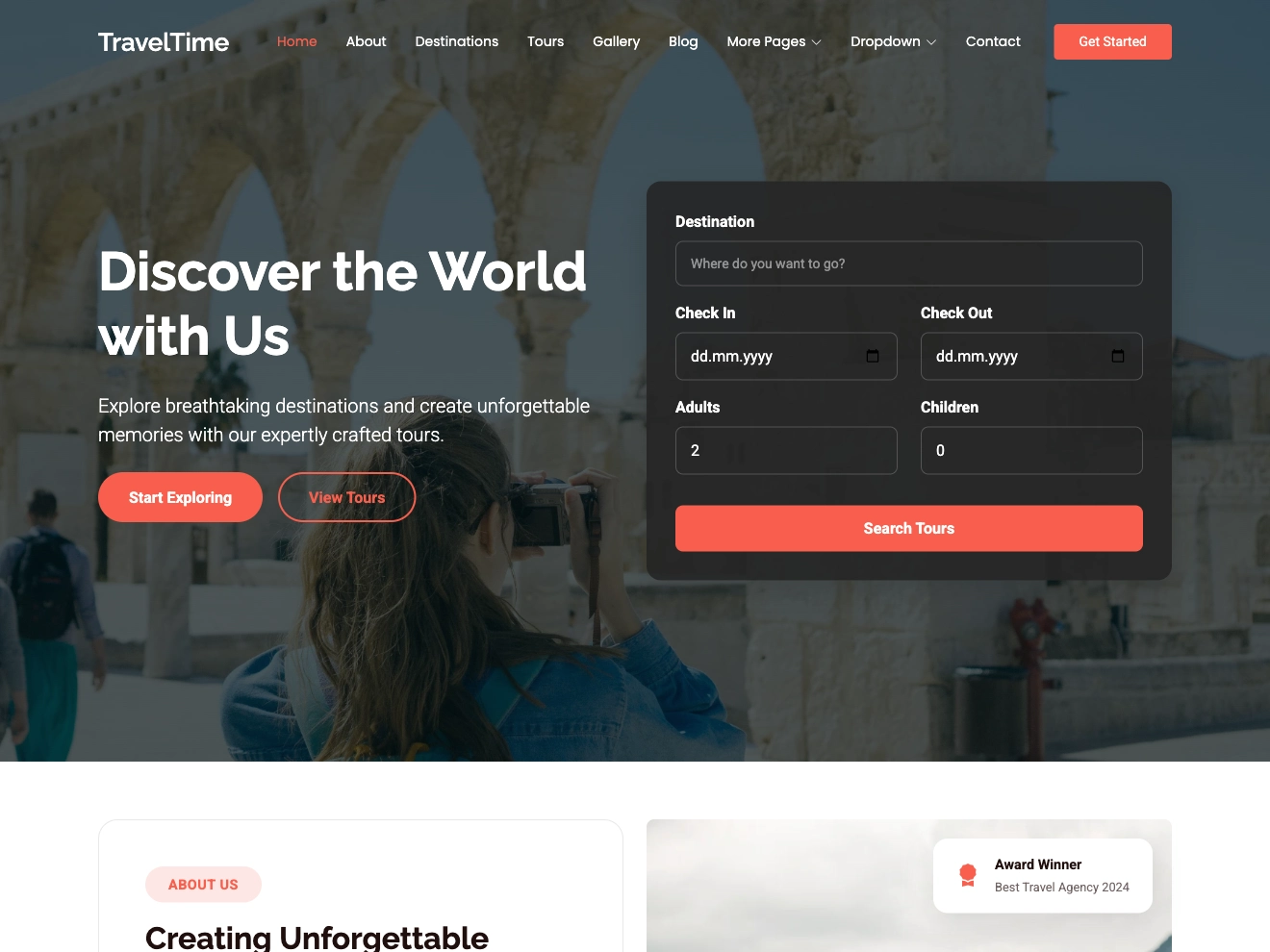 TravelTime – Travel and Tour Website Template