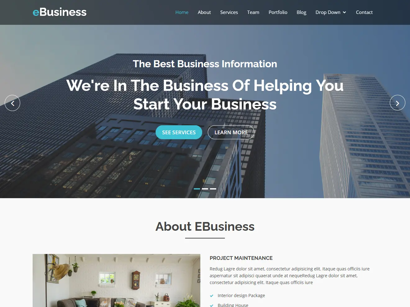 eBusiness Bootstrap Corporate Template